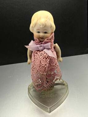 Standard Doll Co. Bisque Doll Pink Lace Dress